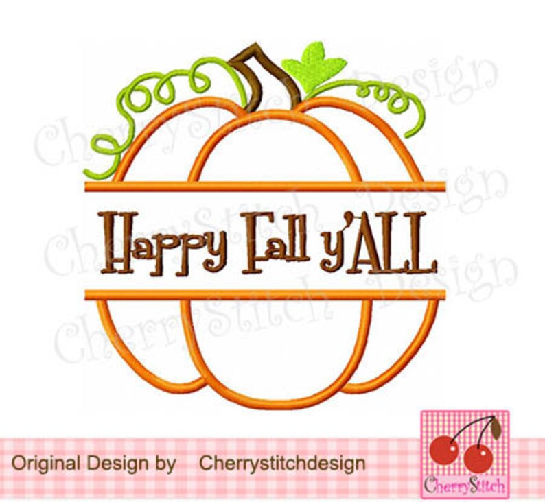 Happy Fall y'ALL,Split Pumpkin Machine Embroidery Applique TH0017 4x4 5x5 6x6 image 2