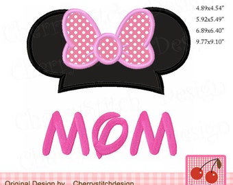 MOM Minnie MOM Machine Embroidery Applique Design FM0074 - for 4x4,5x7,6x10 and 7x12 hoop