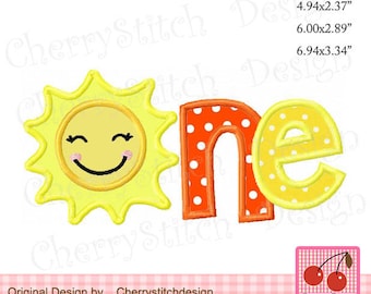 Sunshine One appliqeu Birthday One Machine Embroidery Applique