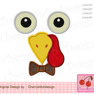 Turkey Boy Face Thanksgiving Machine Embroidery Applique