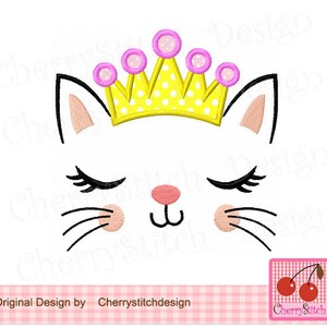 Kitty Face Princess Kitten Cat machine embroidery applique