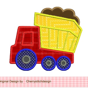 Appliqué patroon dumptruck machineborduurwerk voor kindershirt
