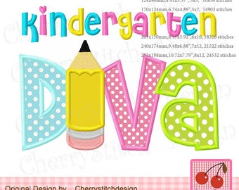 Embroidered Back to School Pencil for Diva Kindergarteners - Unique Design