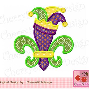 Jester Fleur De Lis Machine Embroidery Applique Design
