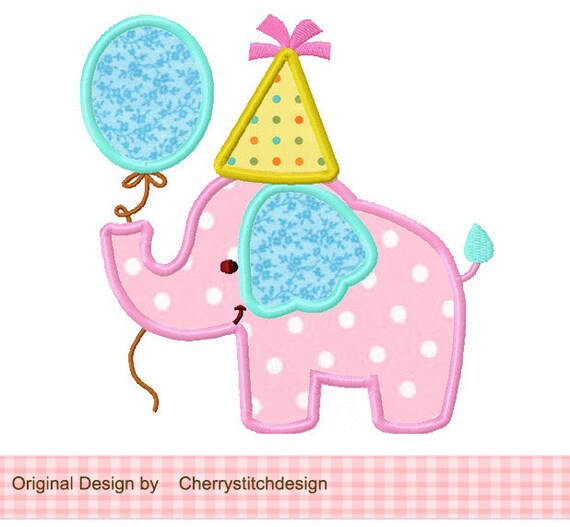 Elephant birthday machine embroidery applique design 4x4 5x5  etsy Elephant birthday machine embroidery applique design 4x4 5x5  etsy