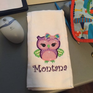 Owl with bow Machine Embroidery Applique Design image 6