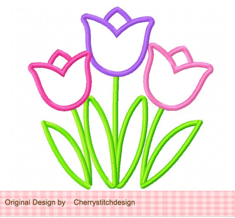 Embroidery design Tulips Machine Embroidery Applique 4x4 5x5 6x6 image 2