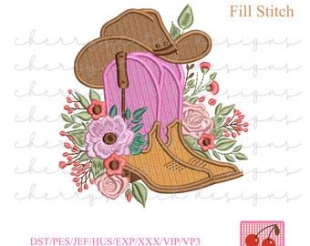 Western Boho Cowgirl Boots Embroidery Design for Girls’ Shirts & Decor - Instant Download
