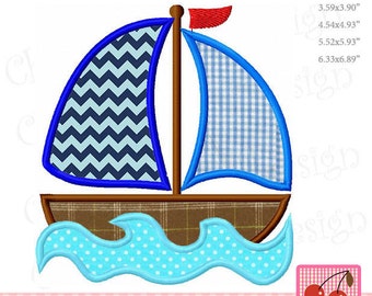 Sailboat Machine Embroidery Applique Design TRANS08