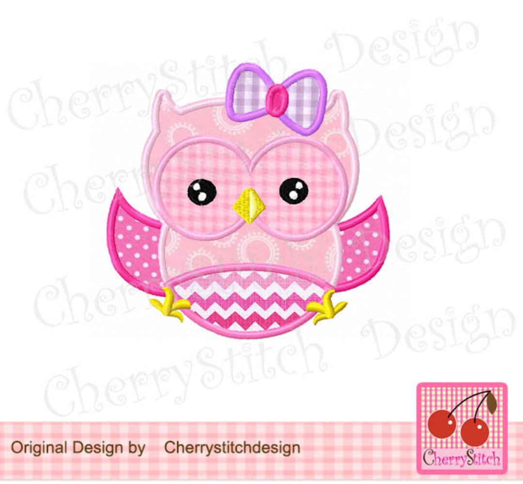 Baby Owl for Girls Digital Applique 4x4 5x7 6x10-machine Embroidery ...
