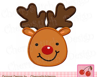Reindeer Face Machine Embroidery Applique