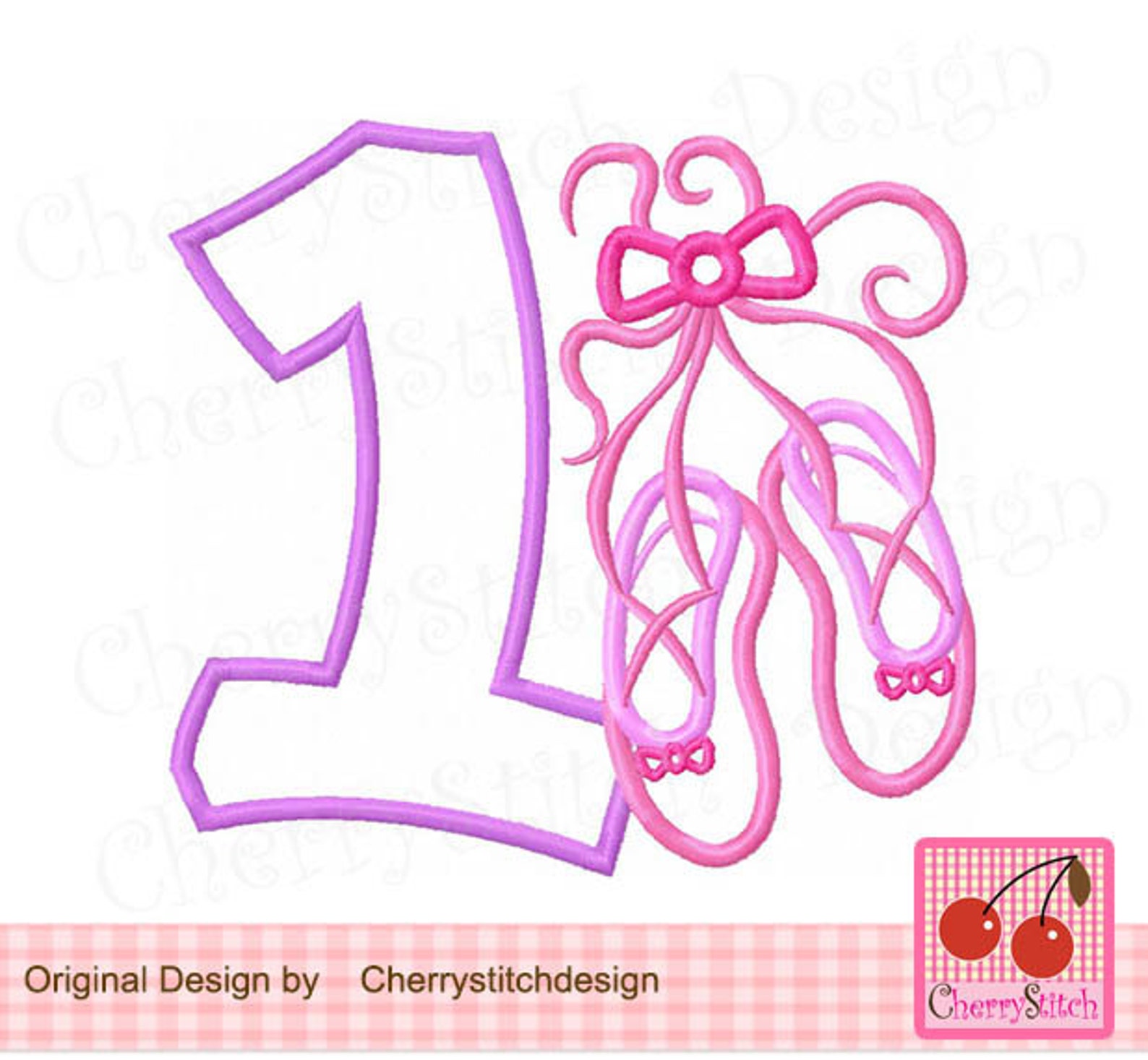 ballet shoes number 1, ballet birthday machine embroidery applique -4x4,5x5,6x6 inch -