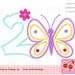 Butterfly Number 2 Birthday Number 2 Machine Embroidery Applique ...