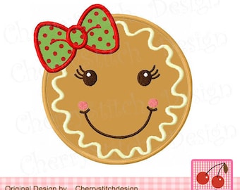 Gingerbread Christmas Machine Embroidery Applique for girls CH0106