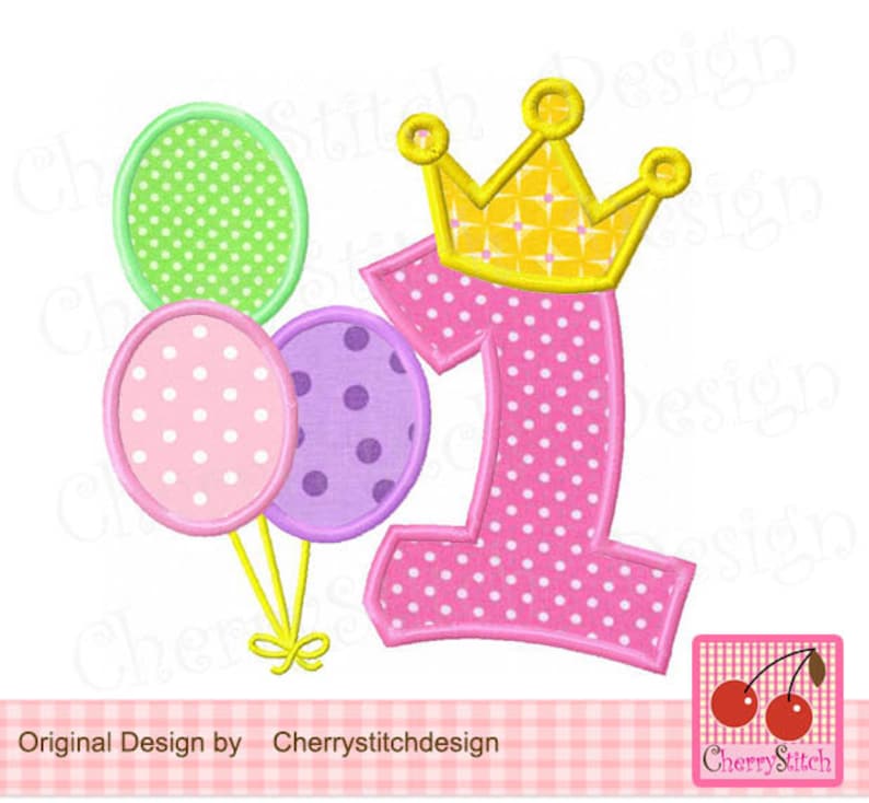 Crown Number 1 Birthdy Machine Embroidery Applique Design - Etsy