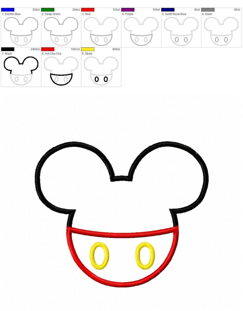 Embroidery Mickey Machine Embroidery Applique Design image 3