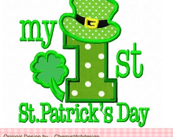 My 1st St Patrick's Day, Number 1 with colver Machine Embroidery Applique Design