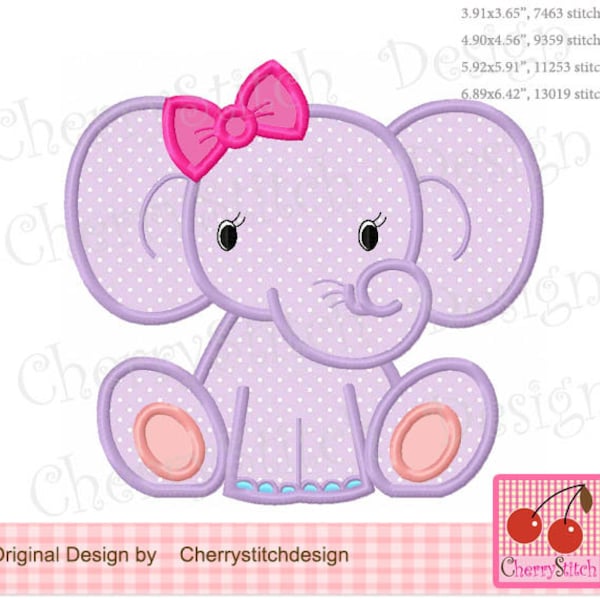 Aplique de bordado a máquina con forma de elefante