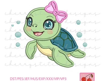 Turtle Machine Applique Design for Apparel (Instant Download)