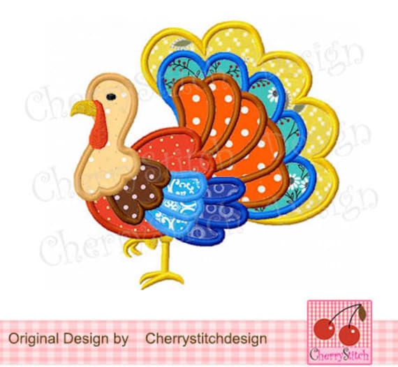 Thanksgiving Turkey Applique, Machine Embroidery Design (Digital Download)