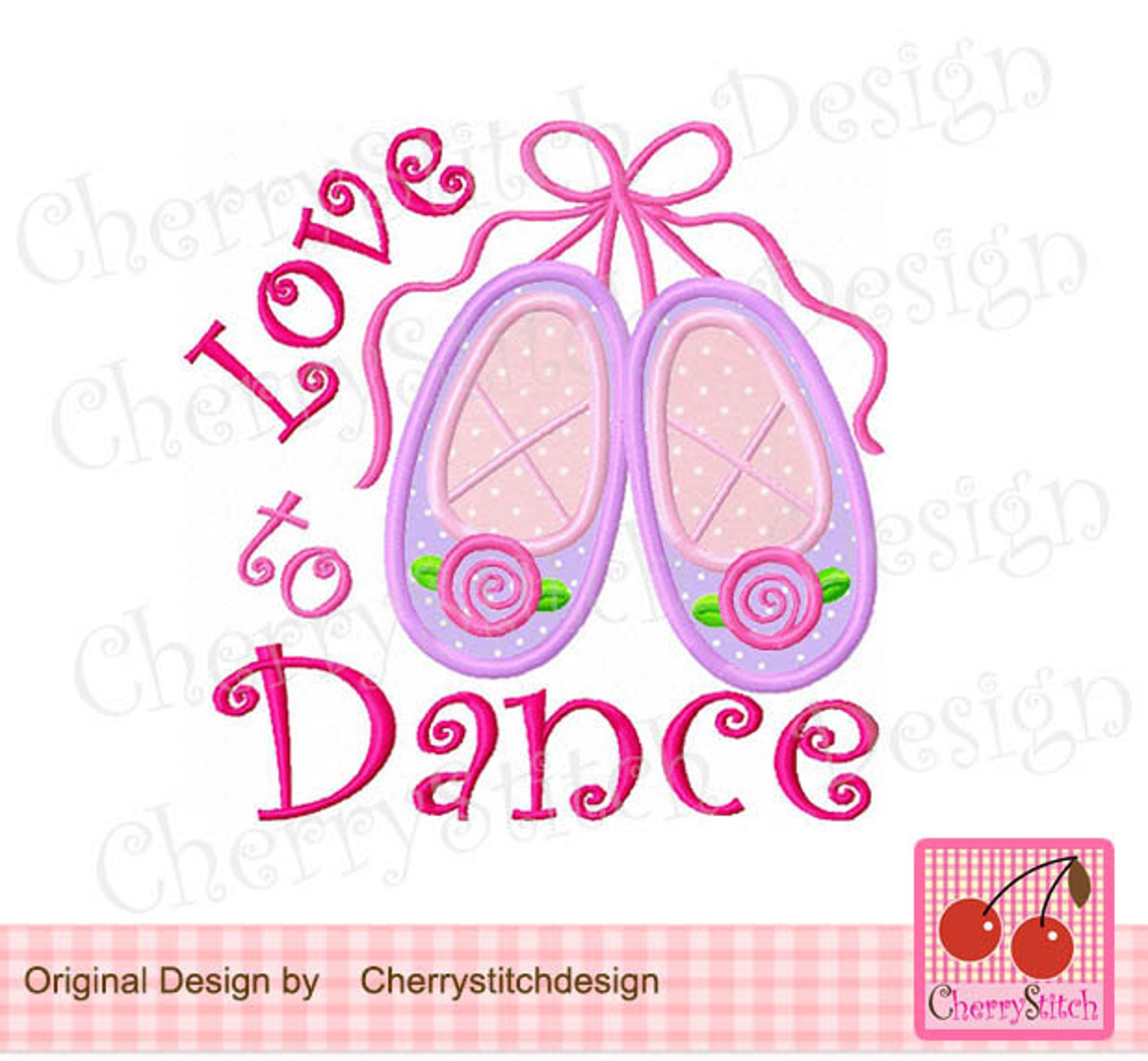 ballet slippers, love dance embroidery applique design -4x4 5x5 6x6