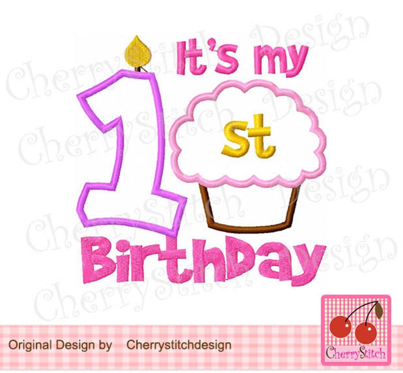 My 1st Birthday Cupcake Machine Embroidery Applique Design-4x4 - Etsy