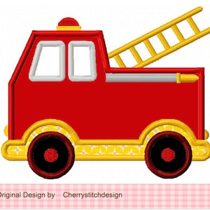 Fire Truck Transportation Machine Embroidery Applique Design