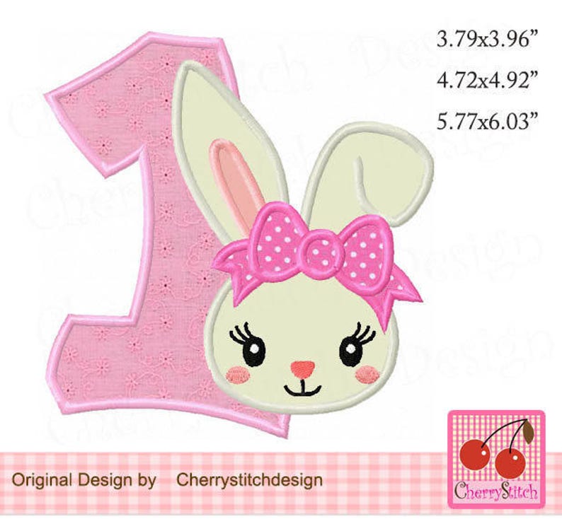 Easter Bunny number 1 Birthday Machine Embroidery Applique Design