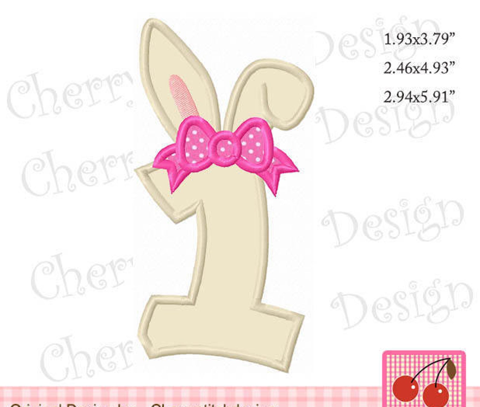 Bunny Number 1 Easter Machine Embroidery Applique Design Etsy