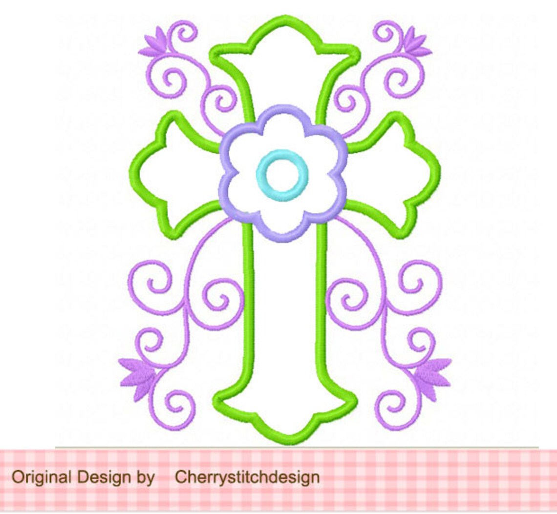 Cross flowers cross machine embroidery applique design 4x4  etsy Cross flowers cross machine embroidery applique design 4x4  etsy