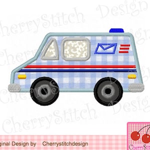 Mail Truck Machine Embroidery Applique Design 4x4 5x5 6x6 image 1