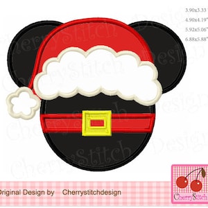 Christmas Santa Claus, Santa hat Mickey Machine Embroidery Applique CH0198