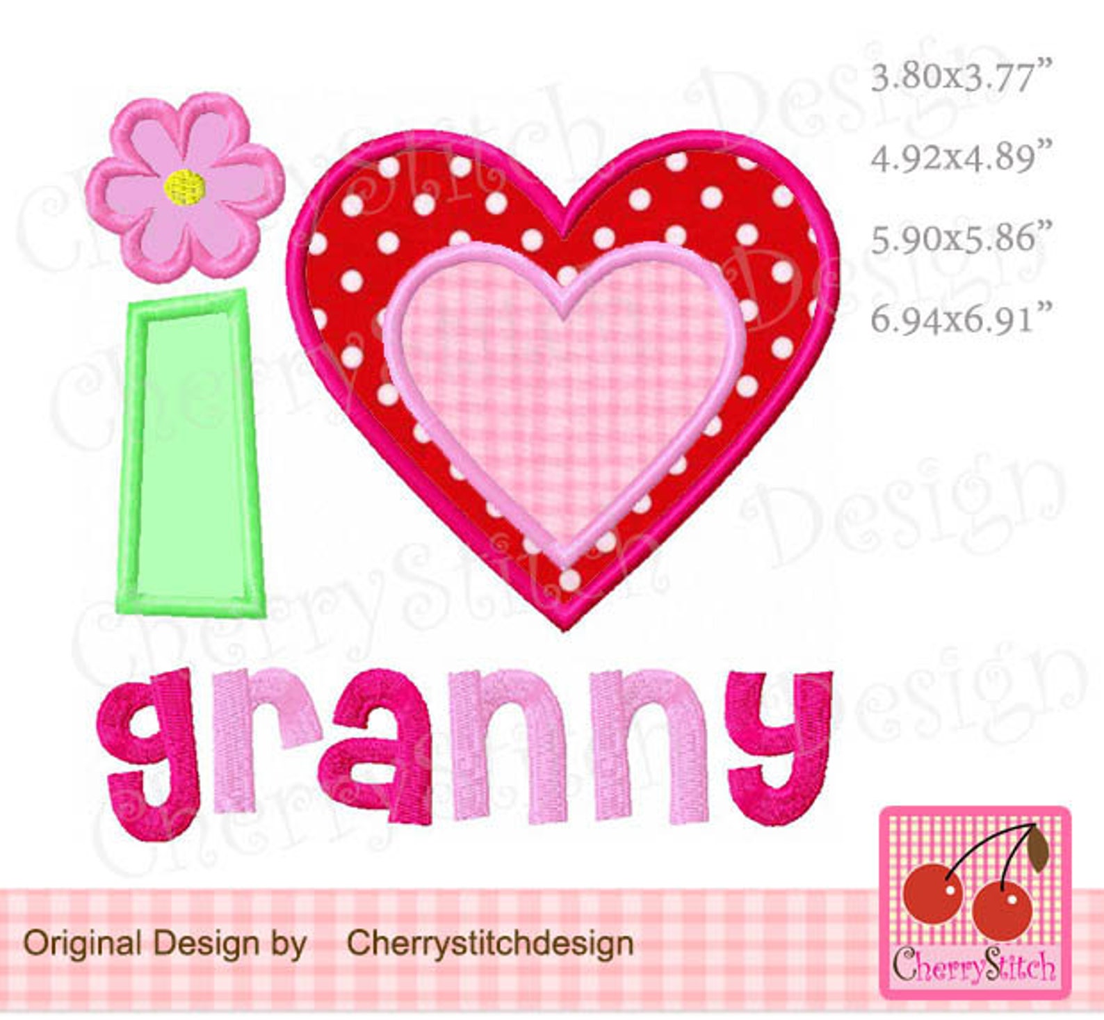 I Love Granny Machine Embroidery Applique Design Etsy