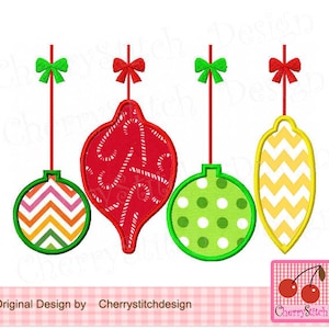 Christmas Ornaments Machine Embroidery Applique CH0093 -5x7 and 6x10 inch