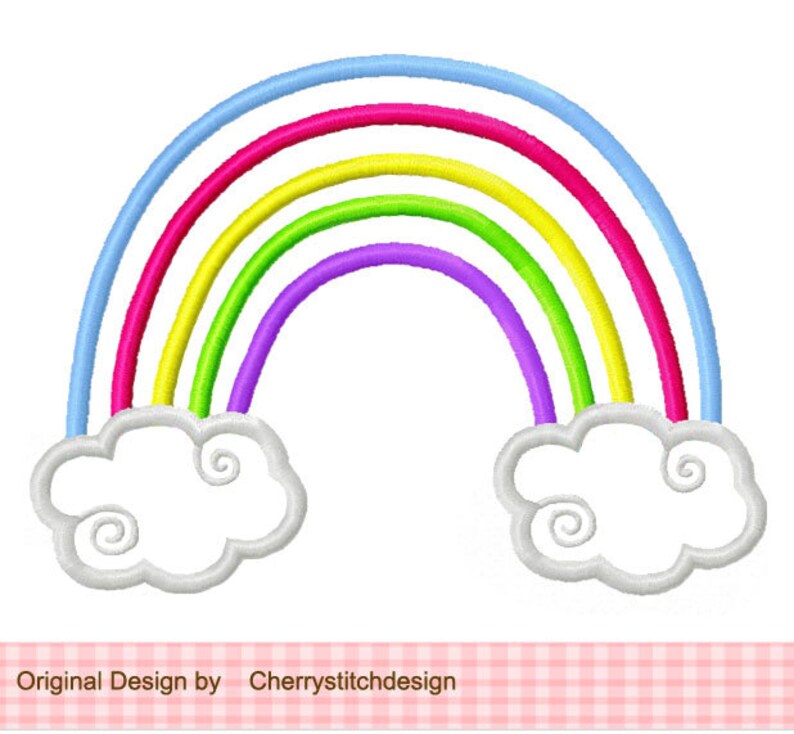 Rainbow Embroidery Applique Etsy