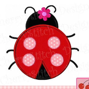 Ladybug with flower , ladybug machine embroidery applique design