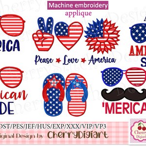 4th of July Embroidery Bundle Machine embroidery applique