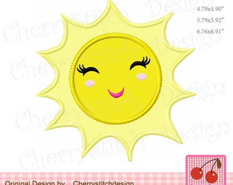 Sunshine applique Smiling Sun Machine Embroidery Applique Design