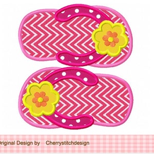 Flip flops with flower Summer Machine Embroidery Applique Design