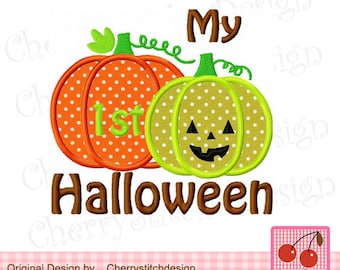 My 1st Halloween Pumpkins Machine Embroidery Applique Design (Digital Download)