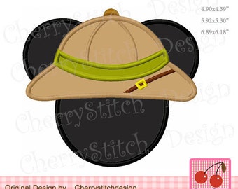 Safari Hat Embroidery Mickey Machine Embroidery Applique MM0115