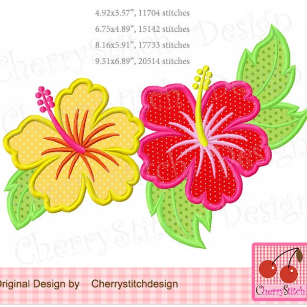 Hibiscus flower embroidery, Hawaii flower Machine Applique SUM58