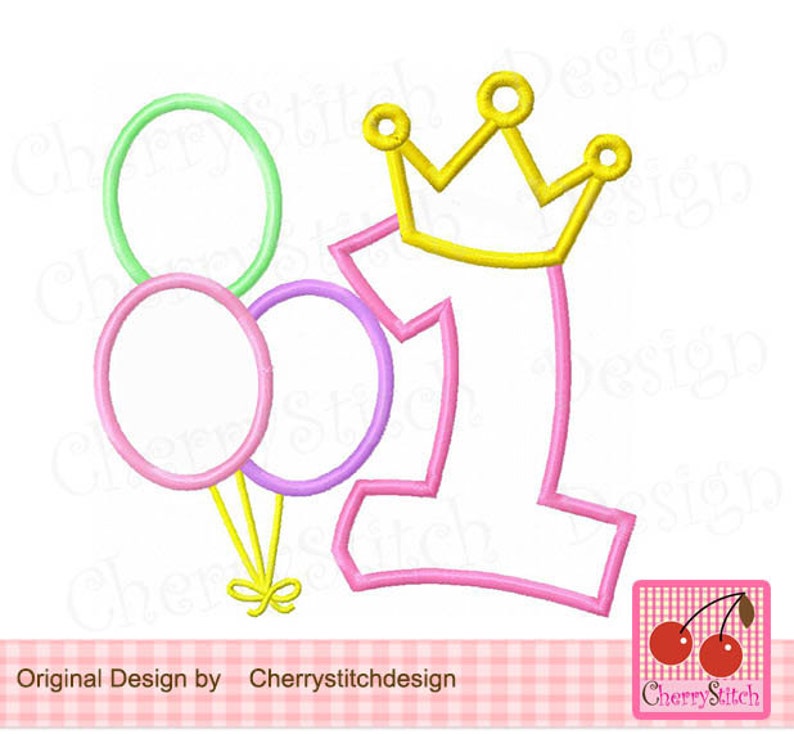 Crown Number 1 Birthdy Machine Embroidery Applique Design - Etsy