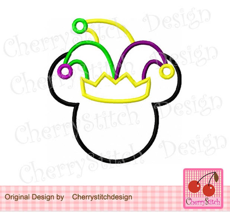 mardi gras mickey embroidery design