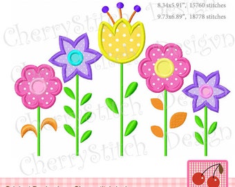 Machineborduurontwerp bloemen appliqué