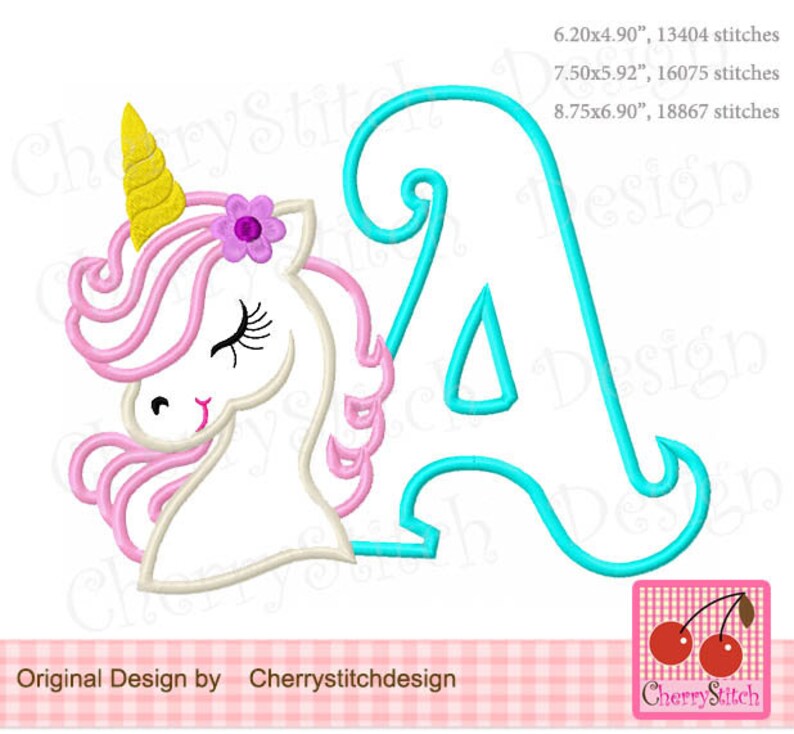 Monogram A Unicorn Monogram A Letter A Upper Case A Machine Etsy