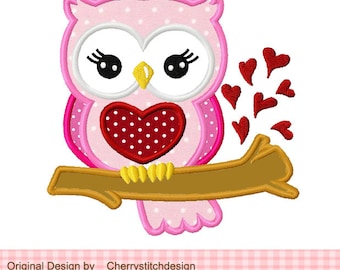 Owl Valentine's Day Sweet Owl Machine Embroidery Applique Design VTD99