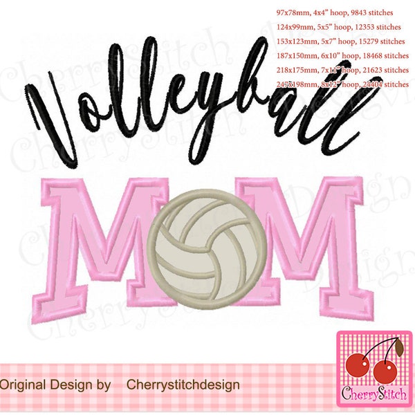 Volleyball MOM Embroidery Mother's Day Machine embroidery applique design  FM110