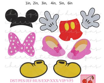 Fill-Stitch Mickey & Minnie Embroidery - Adorable Small Ornaments for Letter Decor