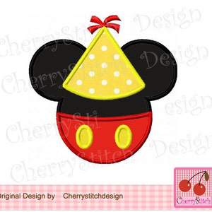 Mickey Birthday Machine Embroidery Applique Design - 4x4 5x5 6x6"